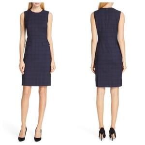 Hugo Boss Navy Wool Knee Length Dress 4P